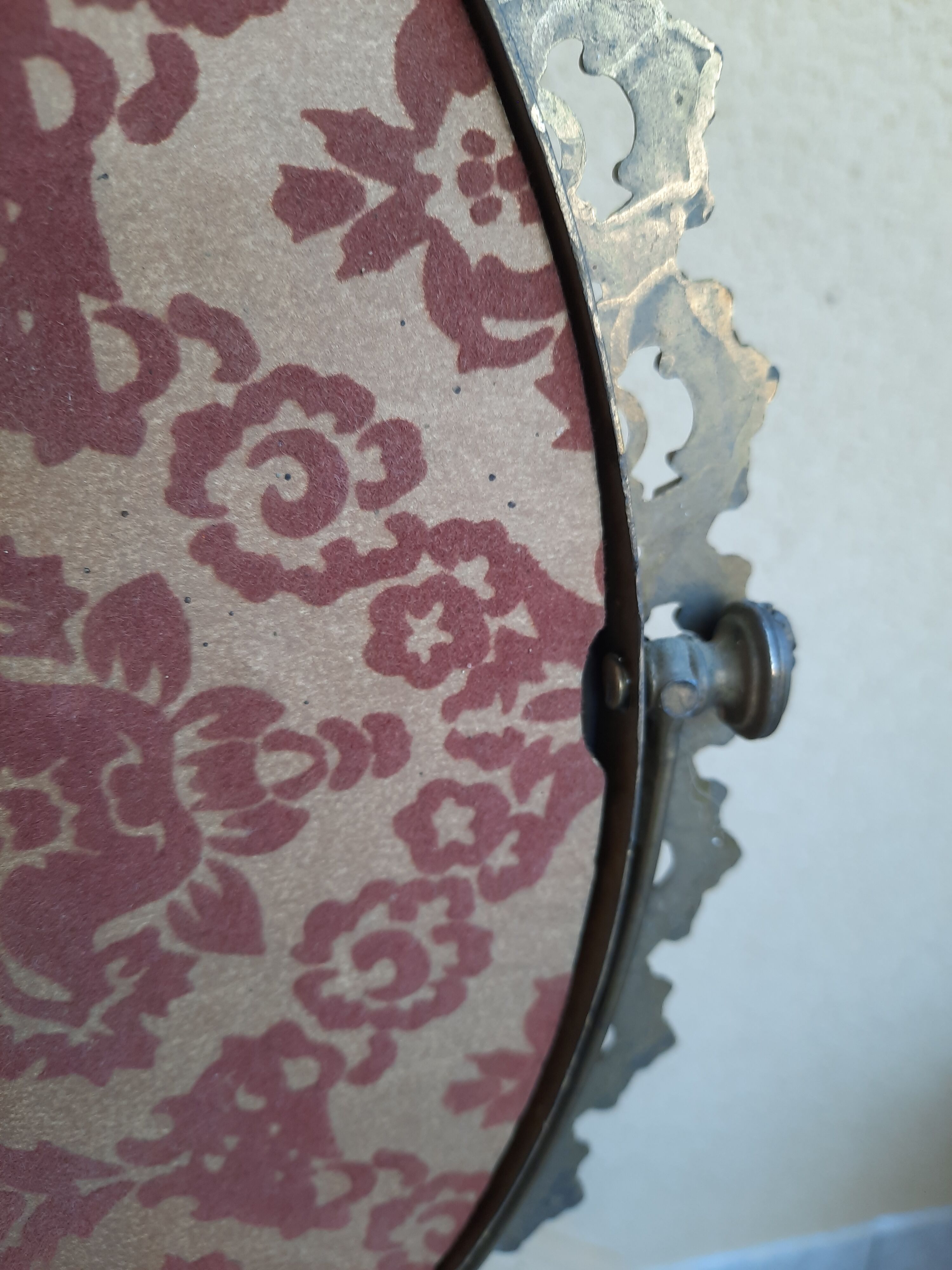 Mirror on foot, swivel, brass, mid-late nineteenth, rock style.