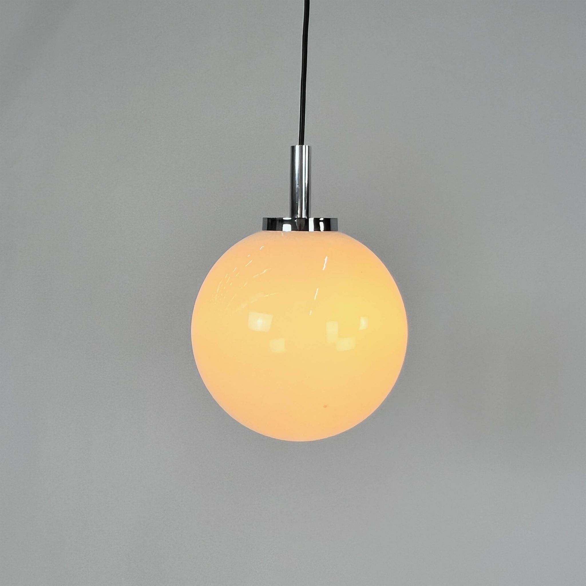 Set of 2 Mid Century Hanging Bol Lamps by Glashutte Limburg, 1970s