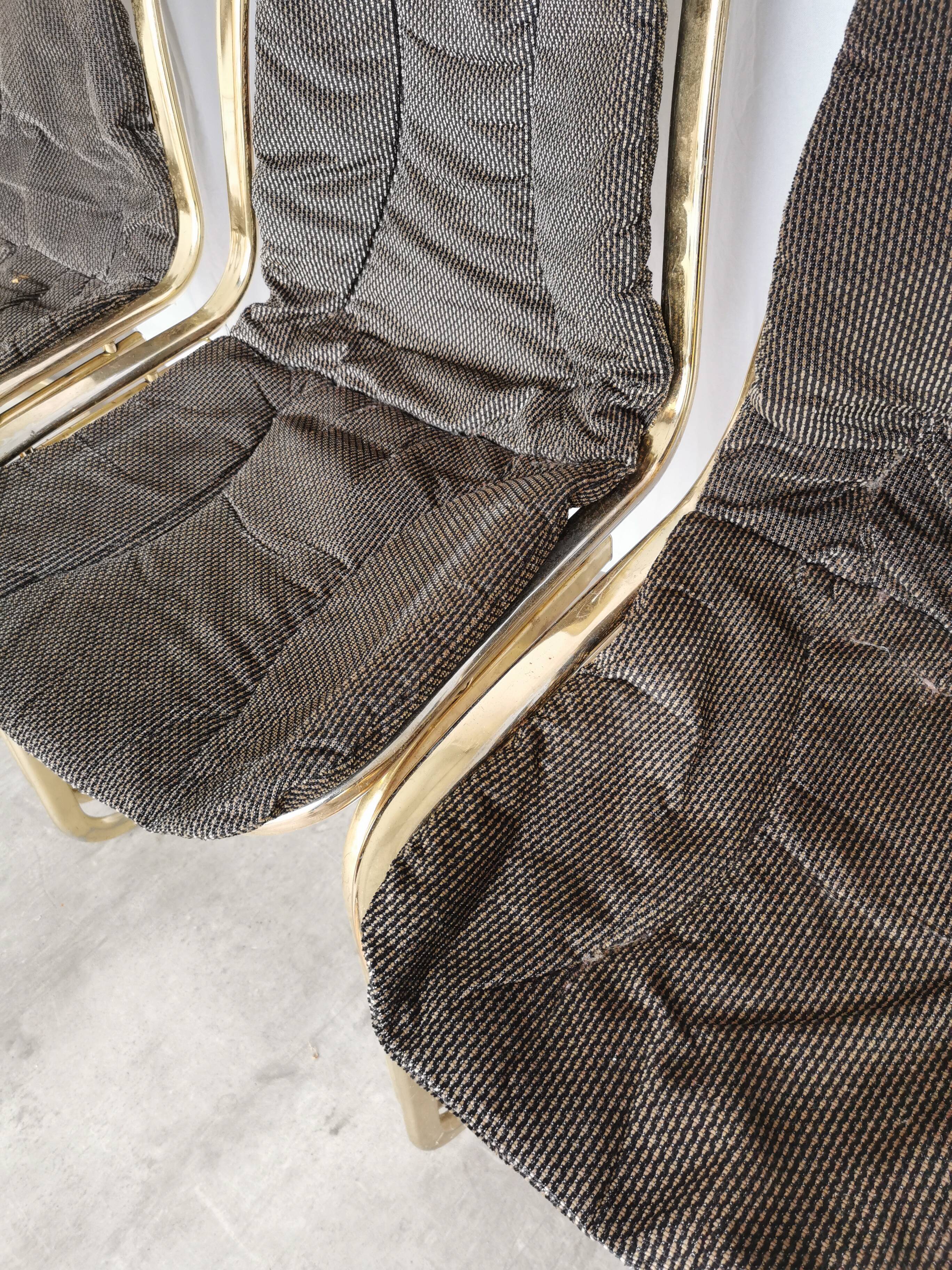 Set of 6 Vintage Gold Chrome Dining Chairs: Italian Mid-Century Design