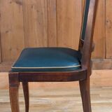 Art Deco set of four Jaguar green wooden and leatherette chairs, circa 1950