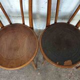 7 piroengraved bistro chairs from the beginning of the 20th century Fischel Baumann Luterma