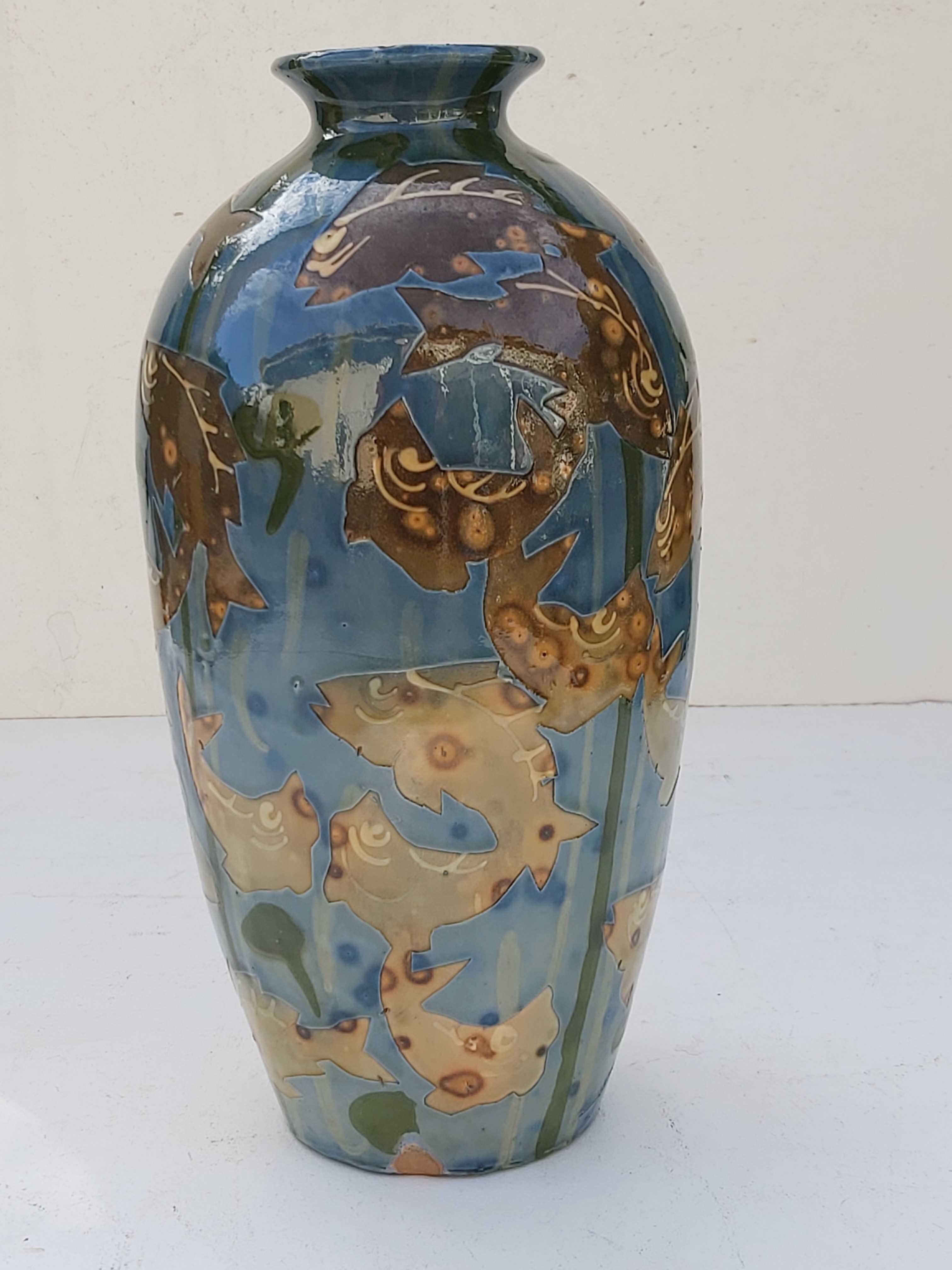 Vase Emile Simonod Savoie fish decorations