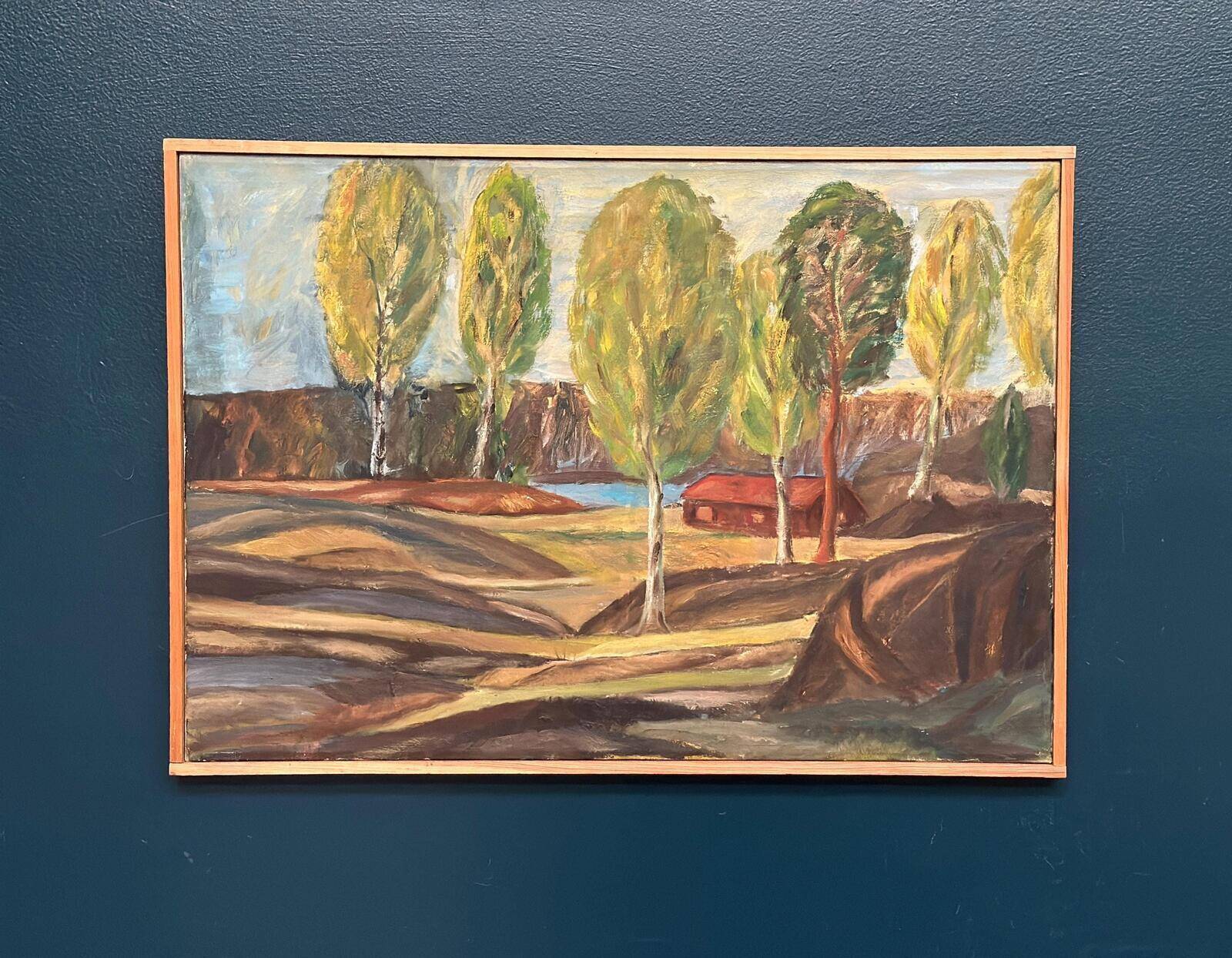 Huile sur toile suédoise « Vue de Marstrand » des années 70 par Alvar Andersson