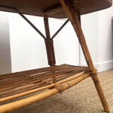 Rattan coffee table and solid wood tray