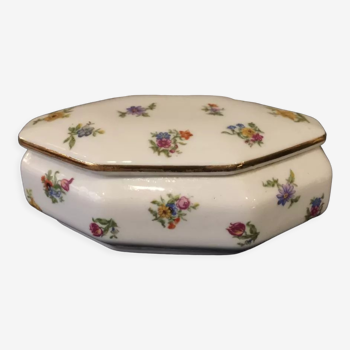 Boîte a bijoux ou bonbonniere en porcelaine de limoges decor floral