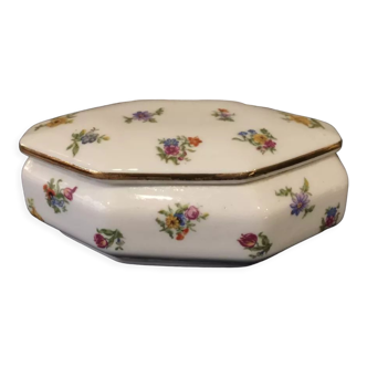 Jewelry box or candy in limoges porcelain floral decor