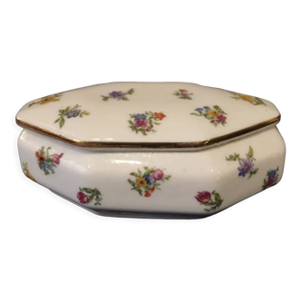 Boîte a bijoux ou bonbonniere en porcelaine de limoges decor floral