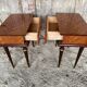 Nightstand Pair Wooden Drawer Compass Legs Vintage #D505