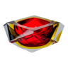 Red and yellow Sommerso ashtray by seguso, faceted glass, murano, italy, 1970