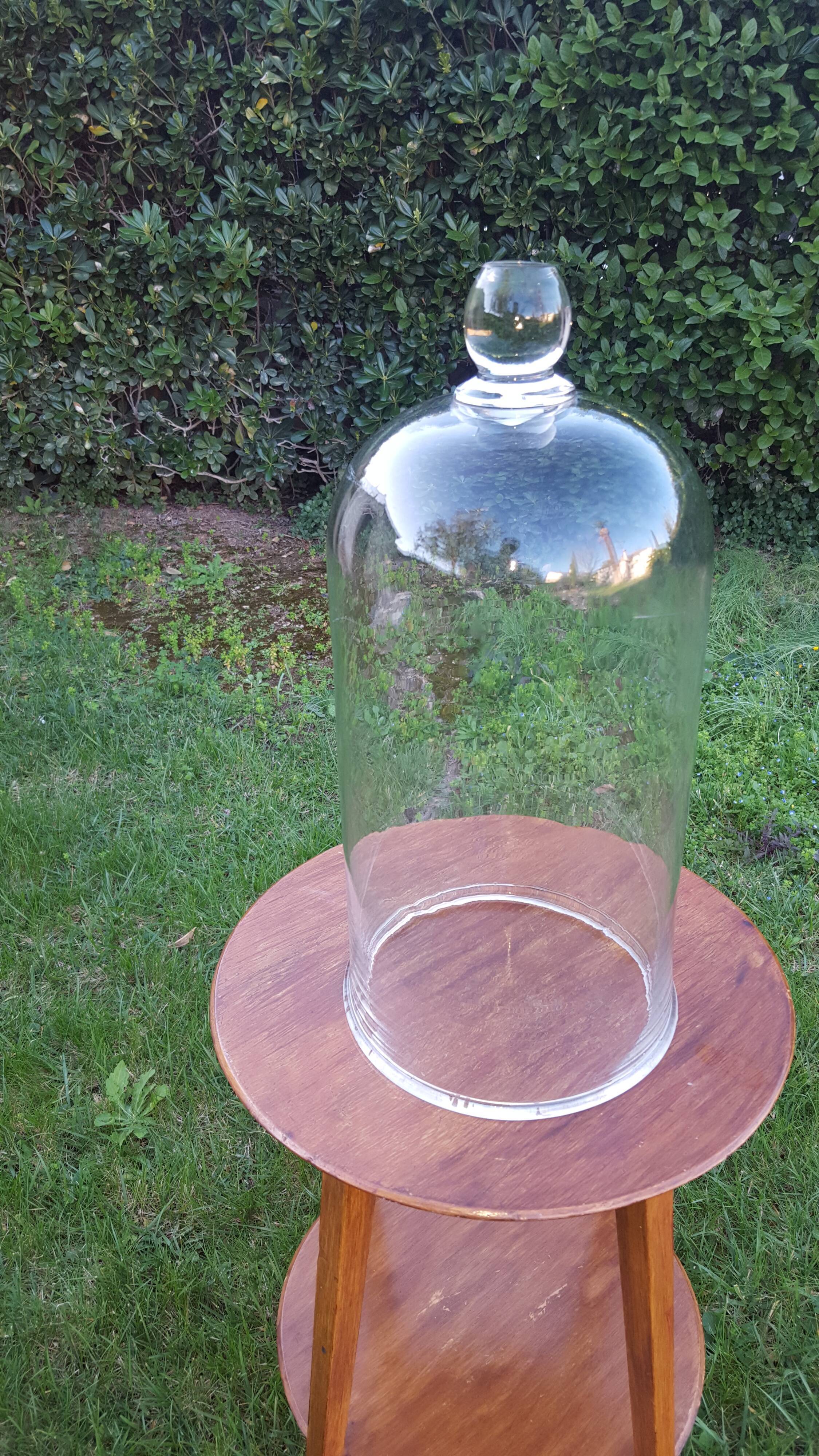 Large old bell in blown glass (48 cm)