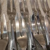 12 silver-plated cake forks with 2 prongs by Christofle Trianon LXVI