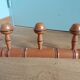Bamboo-style wall coat holder with 3 mushroom hooks