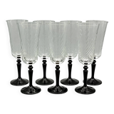 7 vintage black foot flutes onyx model from luminarc france