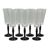 7 flûtes pied noir vintage modèle onyx de luminarc france