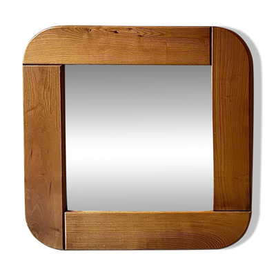 Grand miroir en bois d'orme dans le gout de maison regain, design 1970