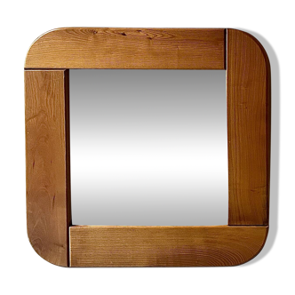 Large oak mirror in the style of a revival house, 1970s design.