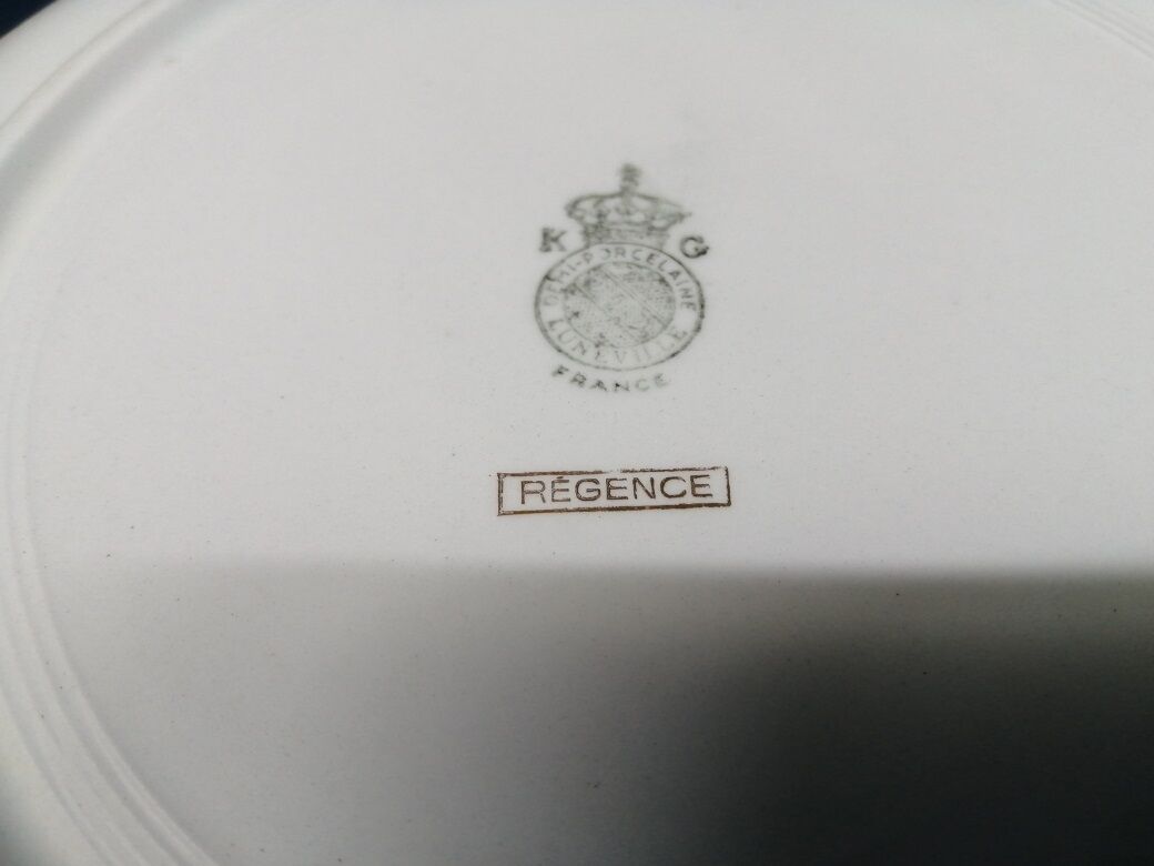 Flat Creux Lunéville Regency Ancient Porcelain water green