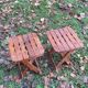 Pair of vintage folding wooden stools from Tyrol mountain