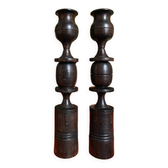 Pair of ebony candlesticks