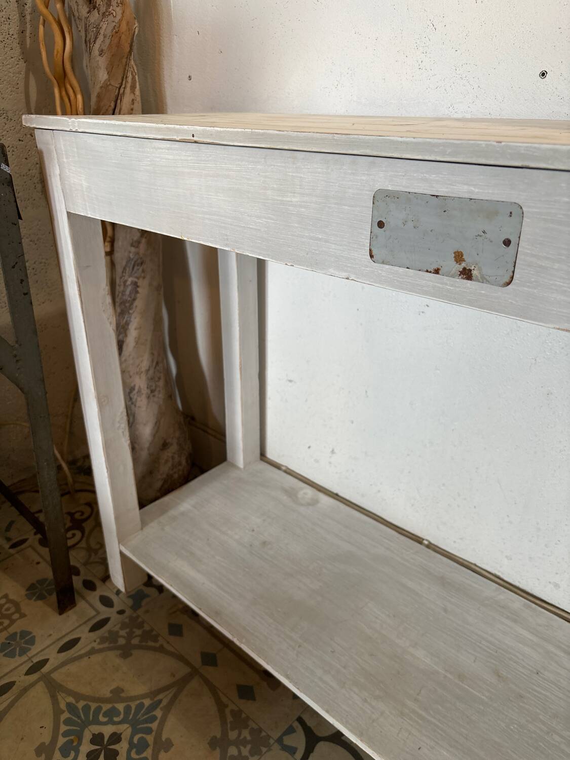 White patinated console