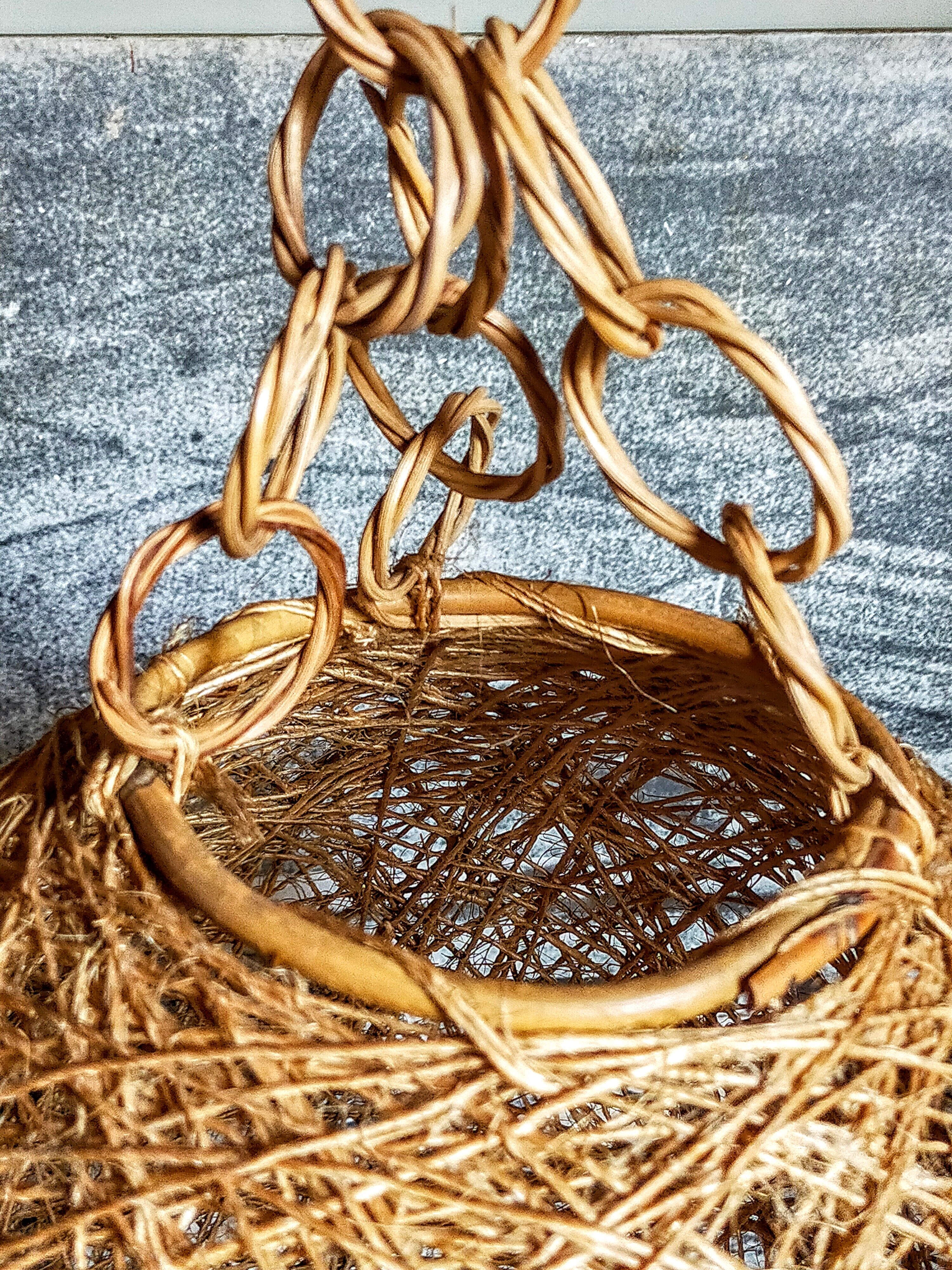 Lampshade suspension vintage wicker ball and natural string