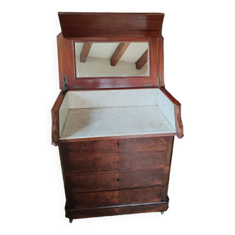 Marble and wood vanity table with 4 drawers, excellent condition.