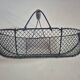 Vintage navy blue metal basket with wooden handle