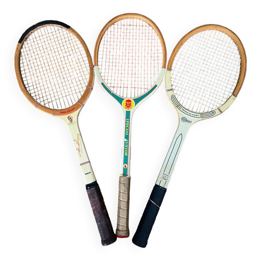 Lot De 3 Raquettes De Tennis Anciennes - Déco Vintage Authentique