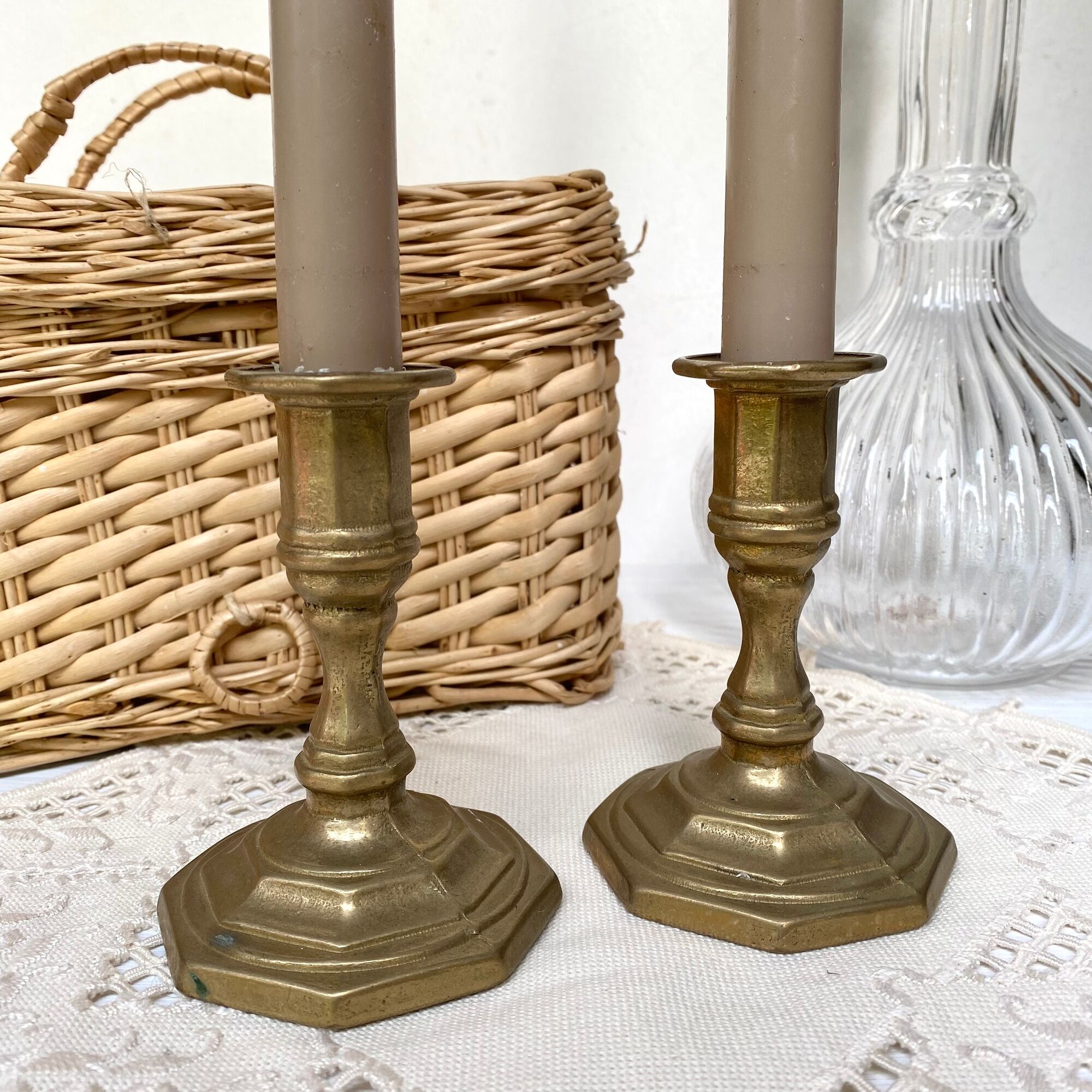Pair of Nijhof Holland brass candle holders