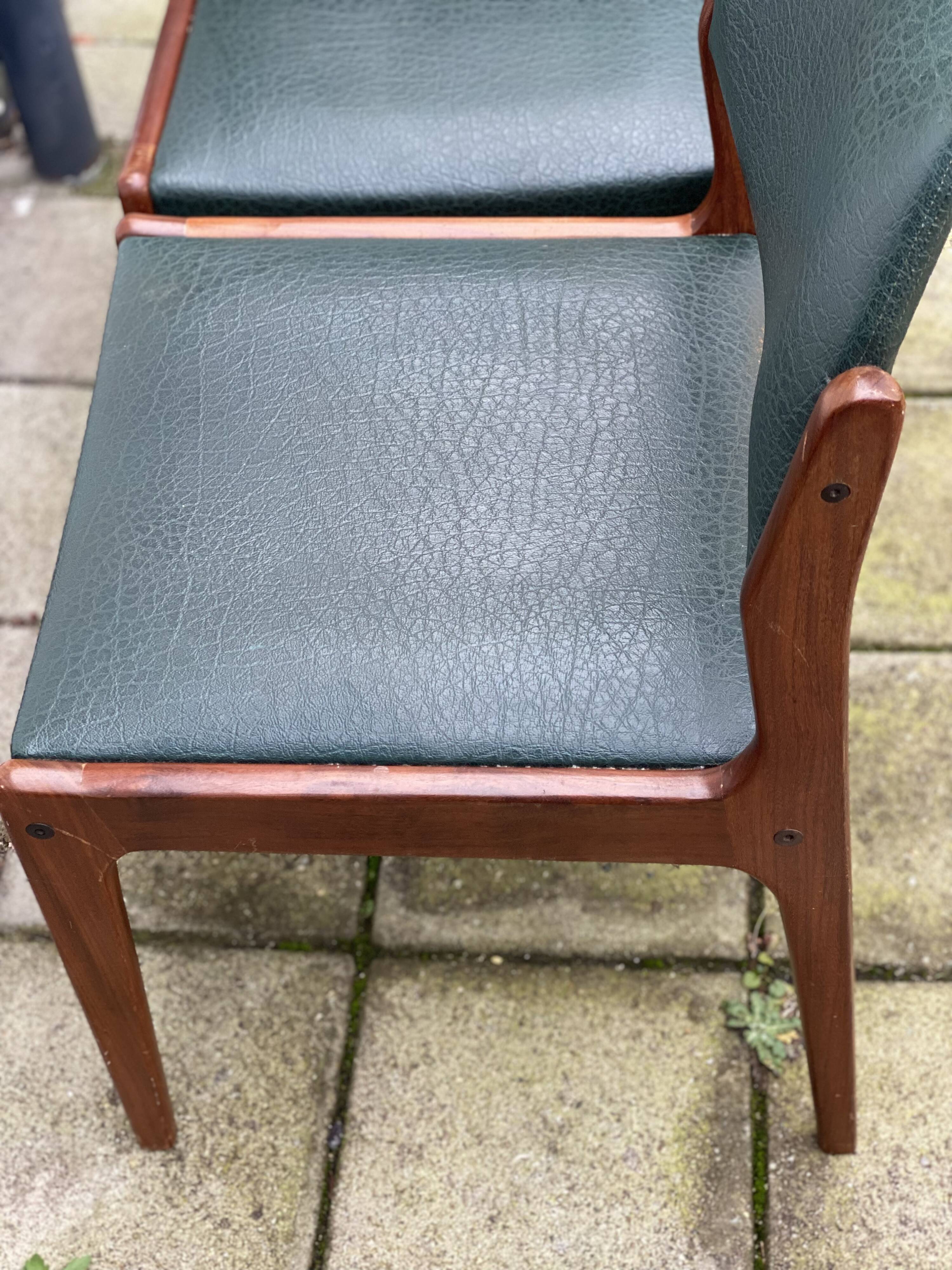 Pair of Scandinavian Teak and leatherette Chairs