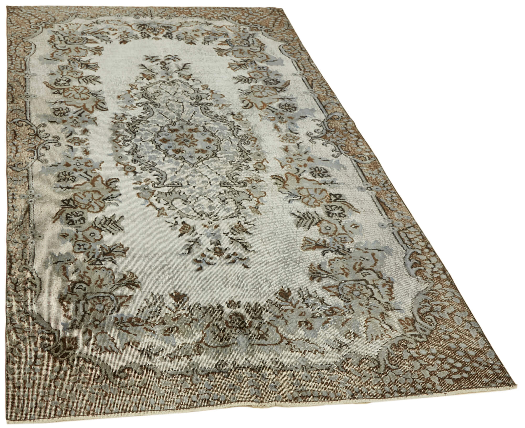 Hand-Knotted Carved Oriental 1970s 171 cm x 283 cm Grey Carpet