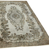 Hand-Knotted Carved Oriental 1970s 171 cm x 283 cm Grey Carpet