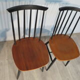 Pair of scandinavian teak chairs with bars