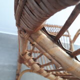 Rocking chair en rotin des années 60