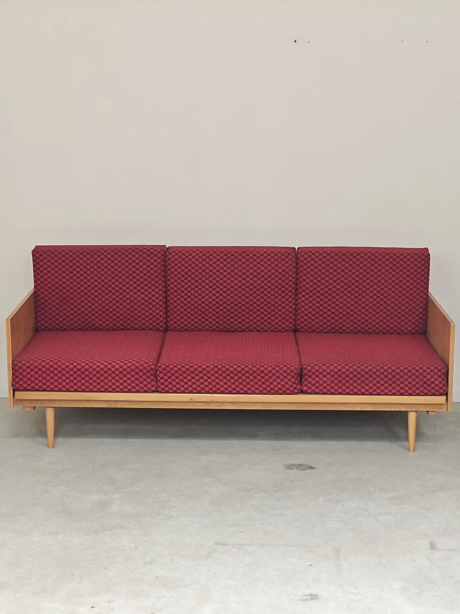 Folding bench Daybed sofa red and black fabric Libena Ex Teh