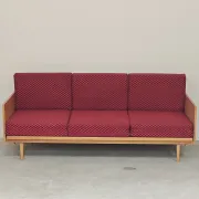 Folding bench Daybed sofa red and black fabric Libena Ex Teh