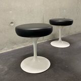 2x Eero Saarinen Tulip Stools black leather Knoll