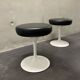 2x Eero Saarinen Tulip Stools black leather Knoll