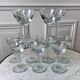 Set of 11 molded glass wine glasses engraved 20s