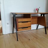 60s design desk with compass feet