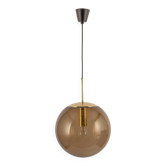 Suspension boule en verre fumé Limburg avec laiton, Allemagne, années 1970