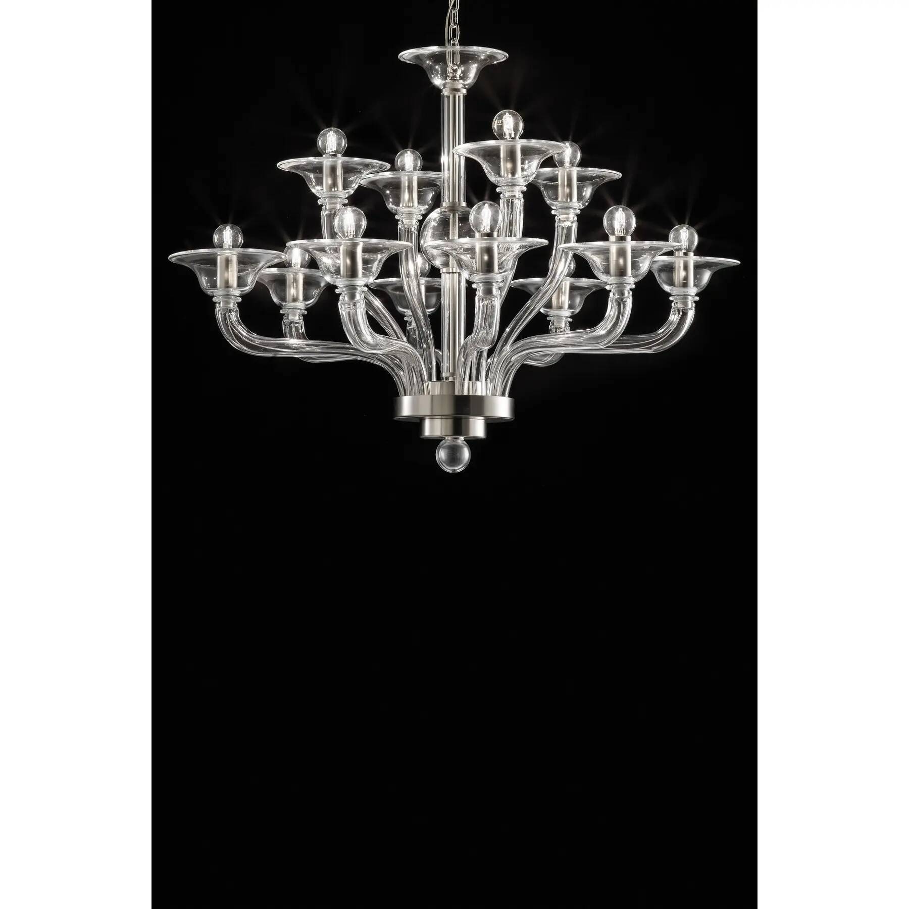 Modern Transparent Linear Murano Glass Chandelier