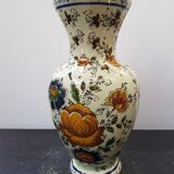 Old vase h becquet ceramic décor flowers made in belgium vintage