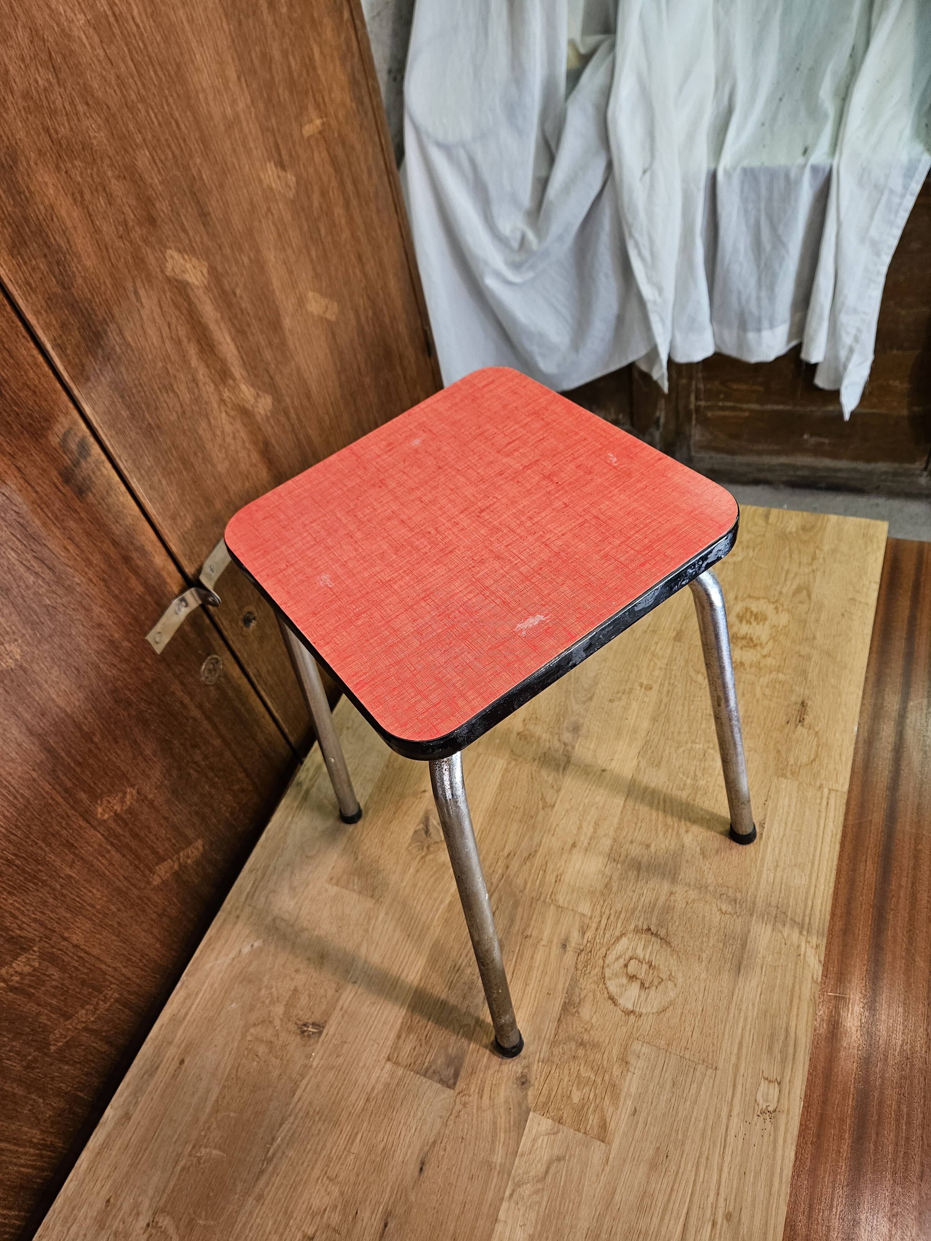 Pink formica stool 1960