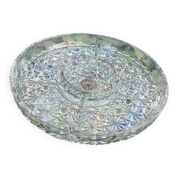 Plat apéritif vintage en verre moulé