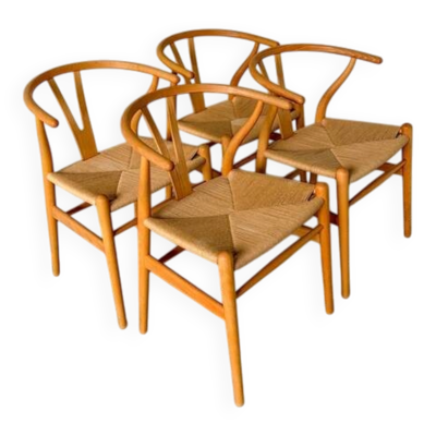 Chaises Wishbone CH24 de Hans Wegner pour Carl Hansen - ensemble de 4