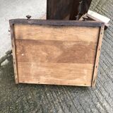 Old coffee table from the Guérandais region in solid oak with 2 front drawers