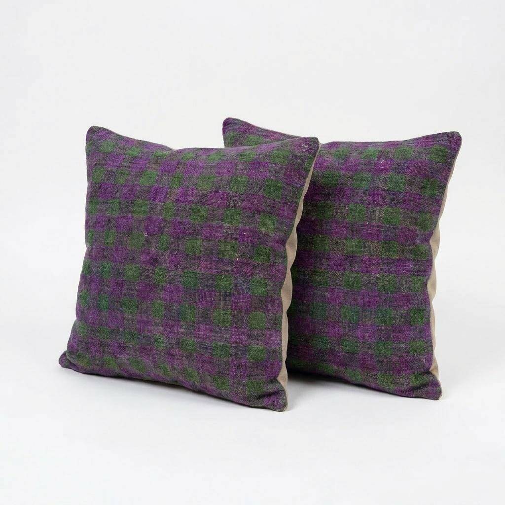 Set of 2 vintage kilim cushion covers 41x41 cm
