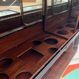 Art Deco Bar Cart in Black Lacquered Mahogany, Mirrored Glass & Chrome, France, 1930