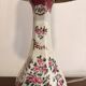 Ancien Lampe Porcelaine Craquelée Satsuma Japon Balustre Meiji Fleurs